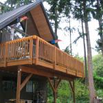 The new deck is built with pressure treated lumber and cedar decking treated with Cetol.